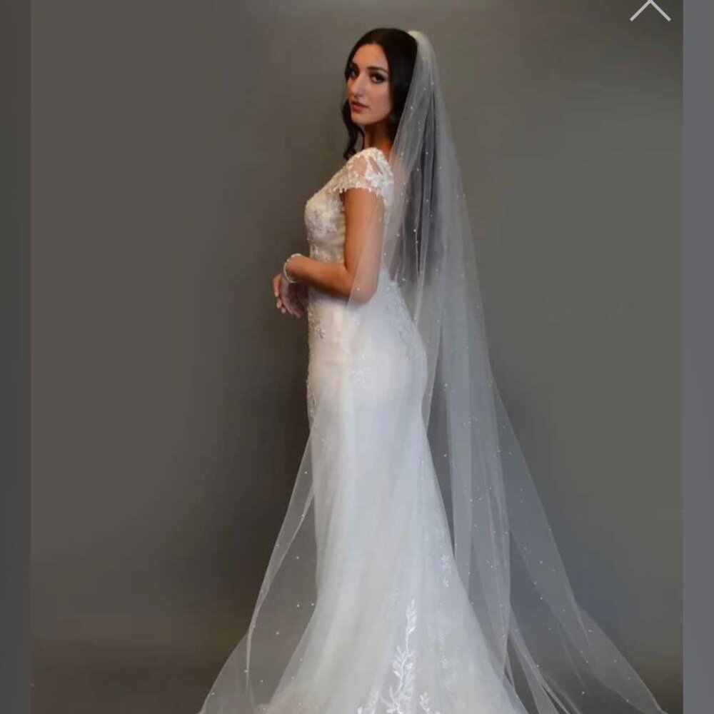 Ansonia Veils 120" Long Royal Cathedral Wedding Veil with Pearl Scatter